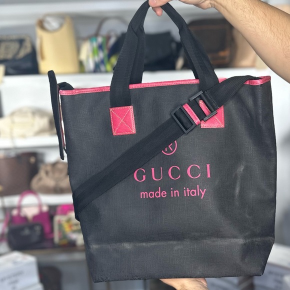 Gucci Handbags - GUCCI BLACK AND PINK 2 WAY BAG
